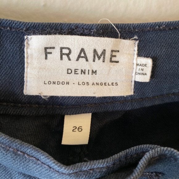 FRAME Navy Wide Leg Cropped Raw Hem Jeans 26 - Picture 5 of 11